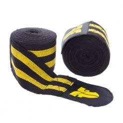 Fighter Black/Yellow Striped Polycotton Handwraps, BAND F YELLOW GLOVES