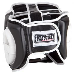 Fighter PU Black / White Sparring Headguard, JE-2796 PROTECTION