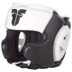 Fighter PU Black / White Sparring Headguard, JE-2796 PROTECTION