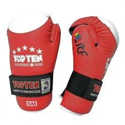 TopTen TOP TEN ITF Taekwon-Do Superfight Leather Red/White Open Hand Gloves, 2053-4