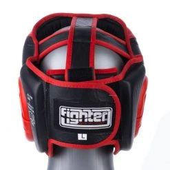 Fighter Black / Red Leather Sparring Headguard, NL2796R PROTECTION