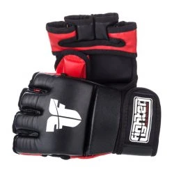 Fighter Black/Red Synthetic Leather MMA Gloves, FMG01