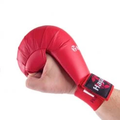 Hayashi WKF Open-Hand Karate Fist Protection Gloves - Red, 237-4