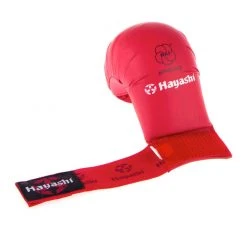 Hayashi WKF Open-Hand Karate Fist Protection Gloves - Red, 237-4