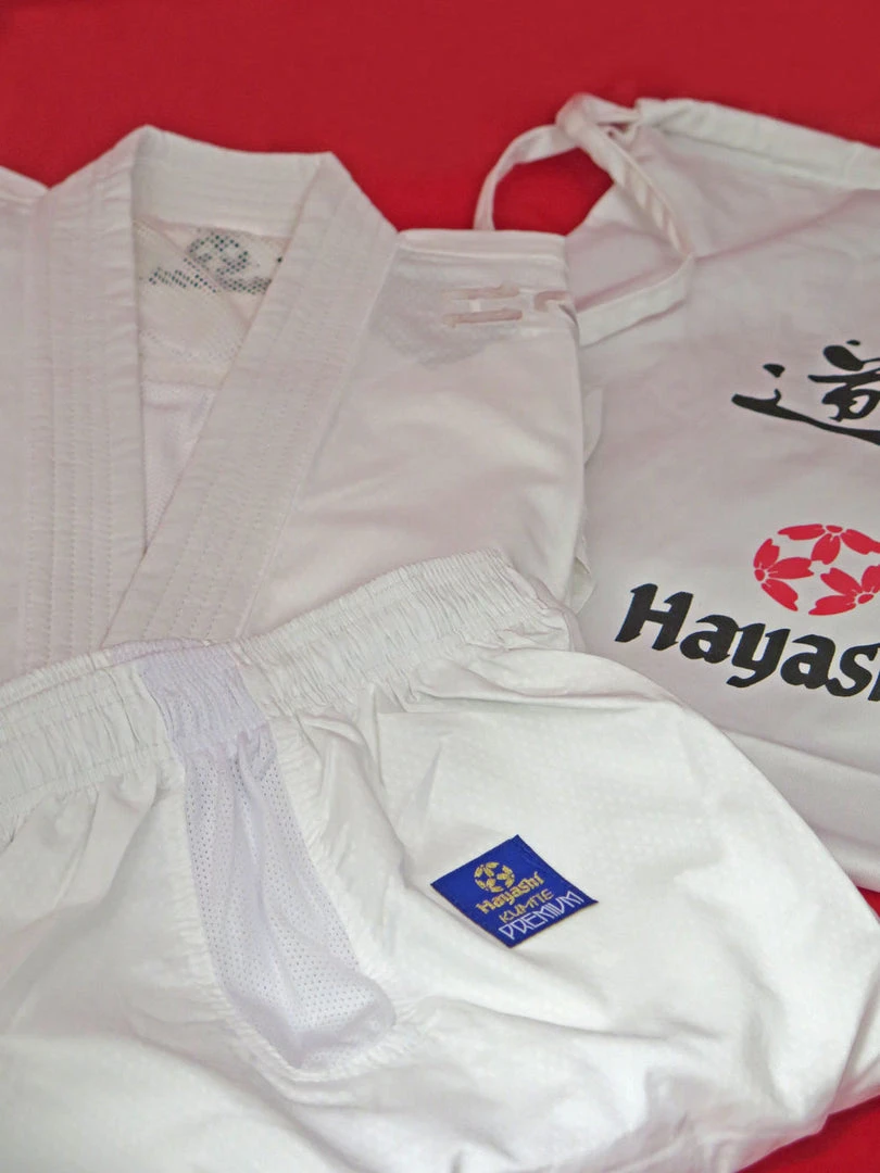 Uniforms & Gi Hayashi White Karate-gi PREMIUM KUMITE 100% Polyester Ultra-Light, 0473-1 8 Uniforms & Gi Hayashi White Karate-gi PREMIUM KUMITE 100% Polyester Ultra-Light, 0473-1