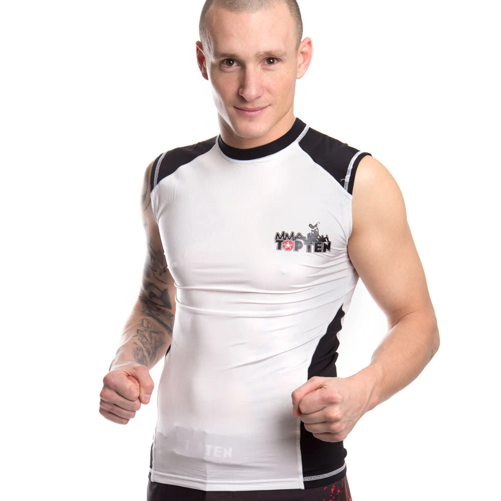 TopTen MMA TOP TEN Rash Guard Sleeveless - White/black, 1414-1 3 TopTen MMA TOP TEN Rash Guard Sleeveless - White/black, 1414-1