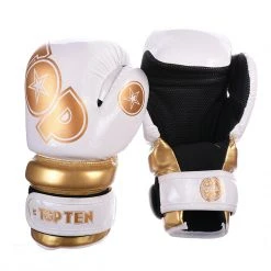TopTen TOP TEN Glossy White/Gold Pointfighter Open-Hand Gloves, 21656-6
