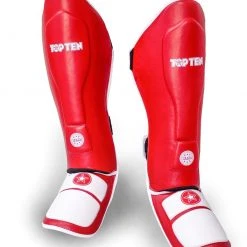 TopTen Shin And Instep Guard “Lowkick” WAKO - Red PROTECTION