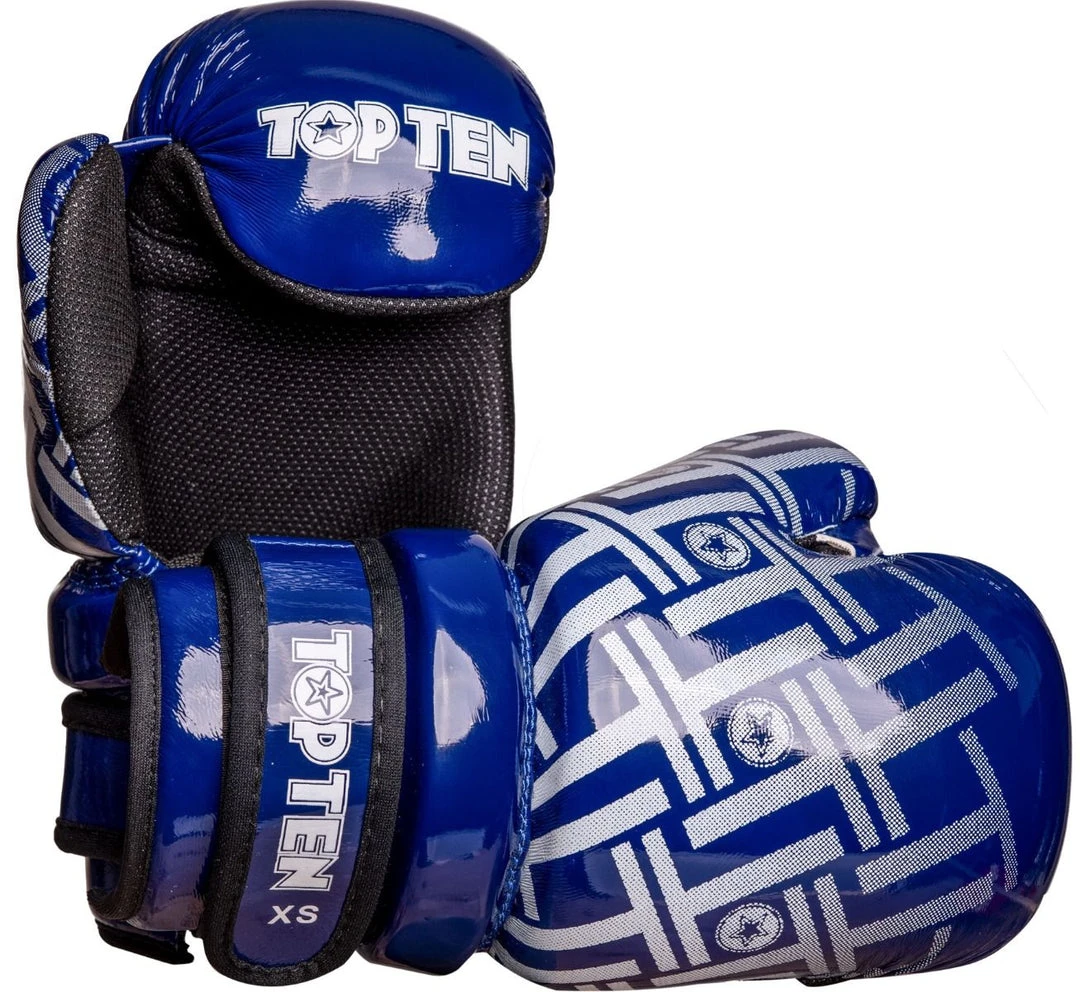 TopTen TOP TEN Glossy Blue/White Prism Pointfighter Open-Hand Gloves 3 TopTen TOP TEN Glossy Blue/White Prism Pointfighter Open-Hand Gloves