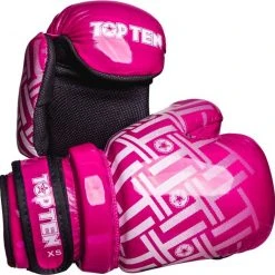 TopTen TOP TEN Glossy Pink/White Prism Pointfighter Open-Hand Gloves